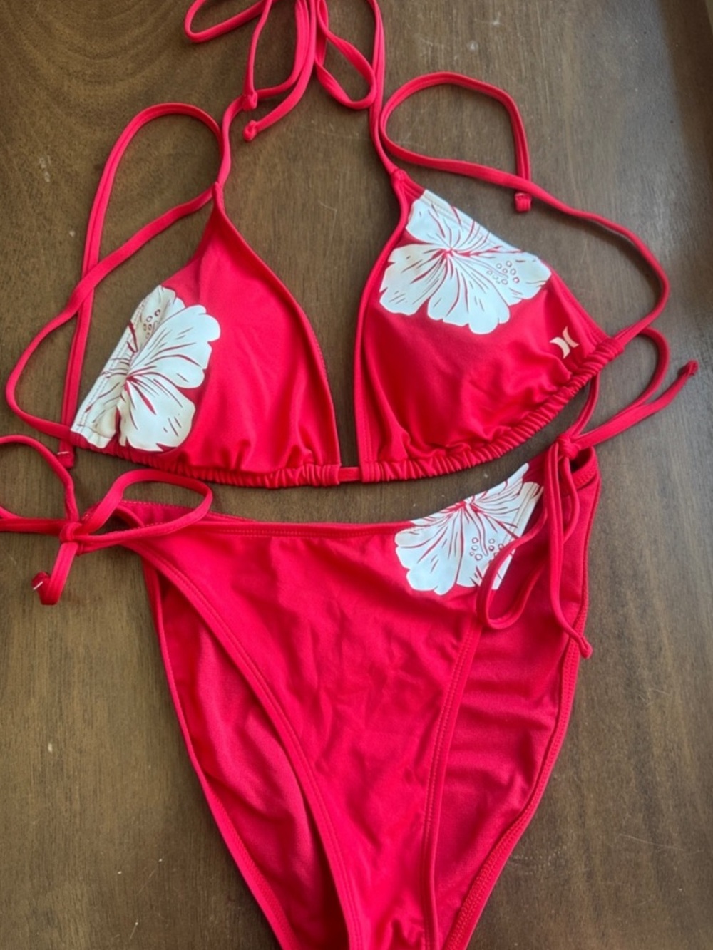 Hurley Red and White Floral Bikini set